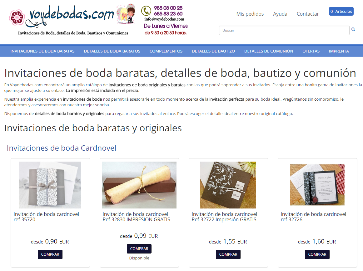 cicatriz Resaltar Descriptivo voydebodas.com | Dataweb. Software Para Crear Tiendas Online